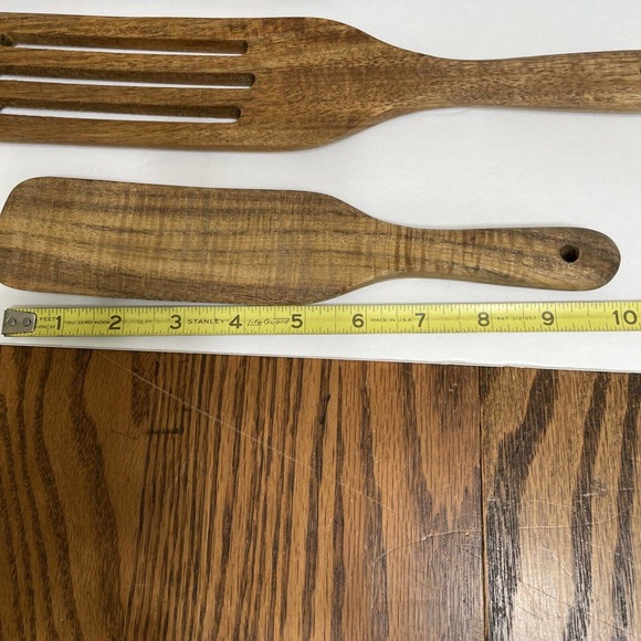 Wooden Spurtle Kitchen Tools 3 Pc Set Acacia Spatula Cooking Utensils Nonstick - Picture 8 of 10